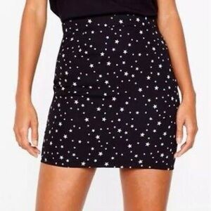 Nasty Gal Star Print Mini Skirt Black White Women’s Size 6